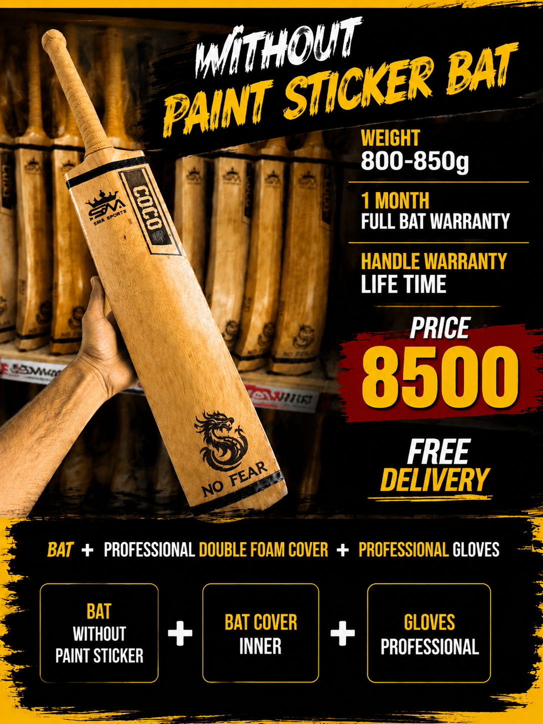 Coconut Player Bat Deal (Bat +Cover+ Gloves)