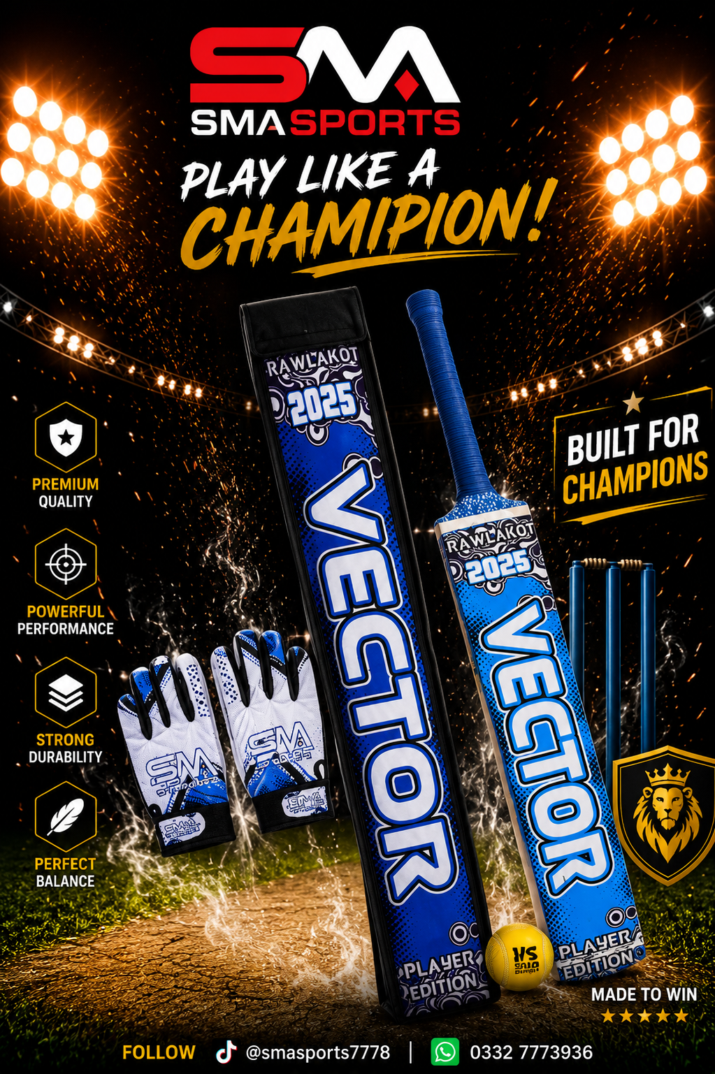 Vector Sports combo 3 in 1 Deal(1 Bat,cover,inner)