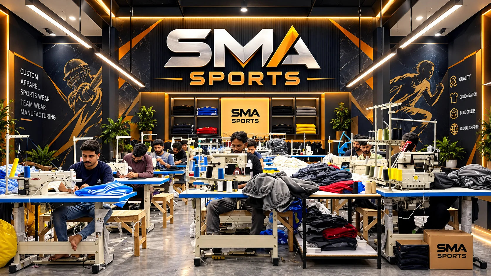 SMA Sports sportswear manufacturing workshop